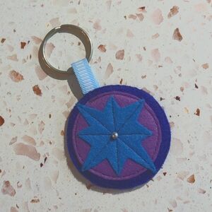 Key Fob Blue Purple Compass Rose "Not All Who Wander Are Lost" Handmade | New #4